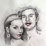 Gemälde Paar in Bleistifttechnik